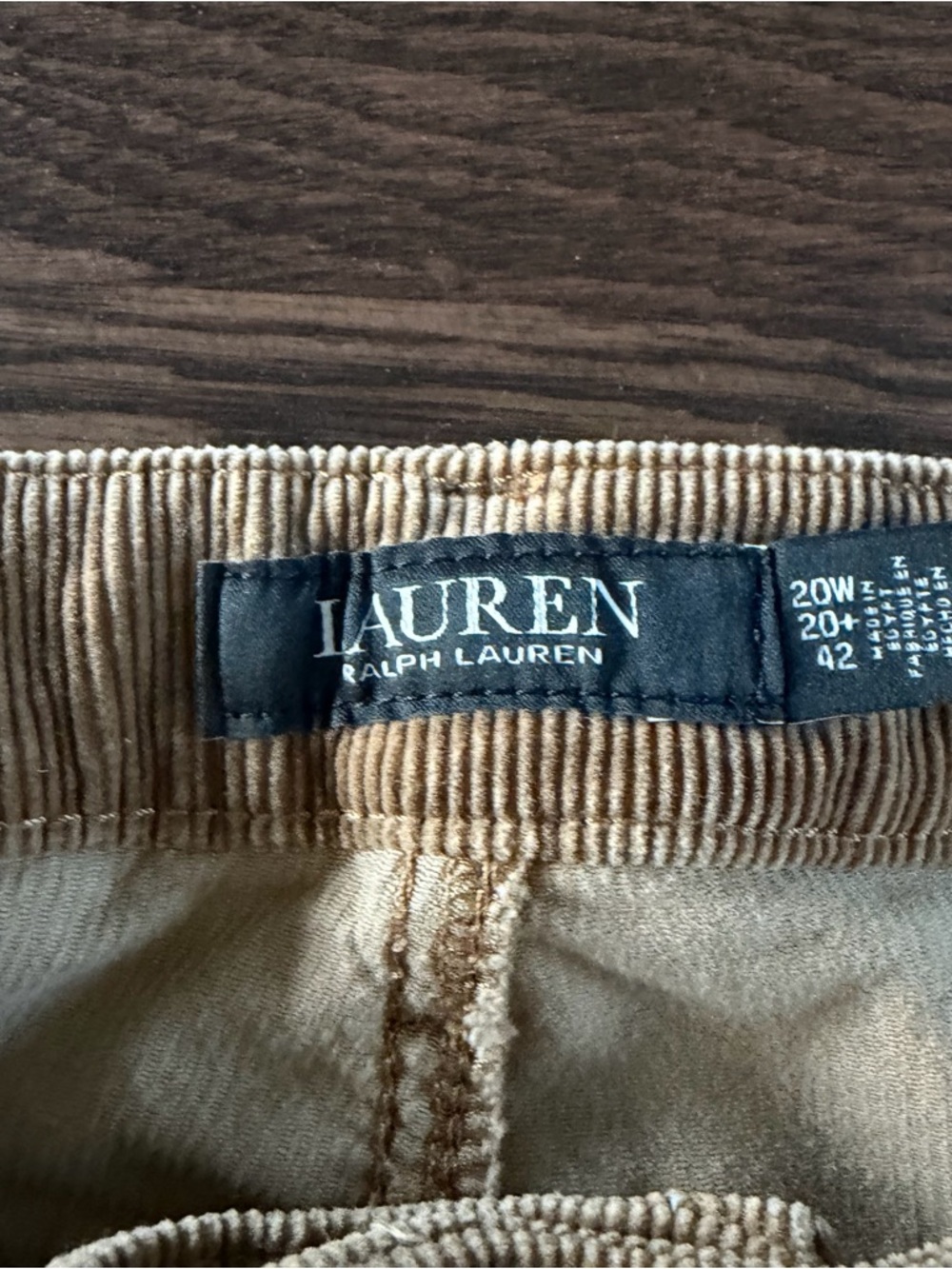 New Women's Ralph Lauren Stretch Mid-rise Corduroy Pants in Honey Brown - Picture 2 of 5